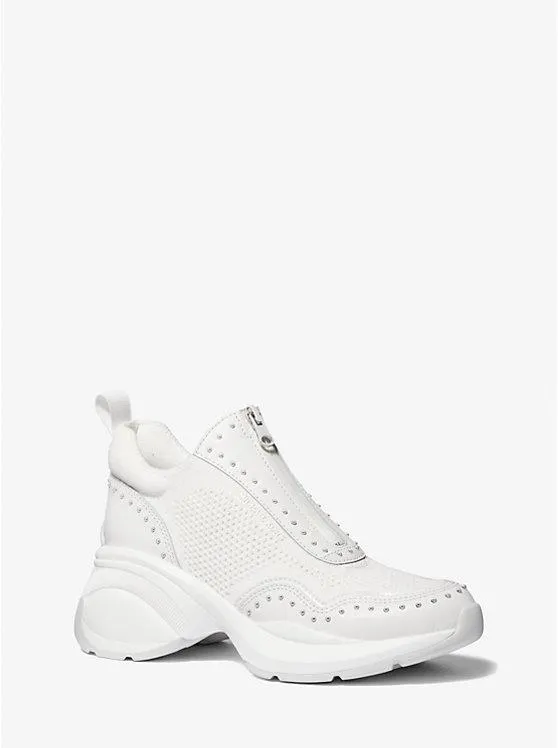 Zuma Studded Mixed-Media Trainer