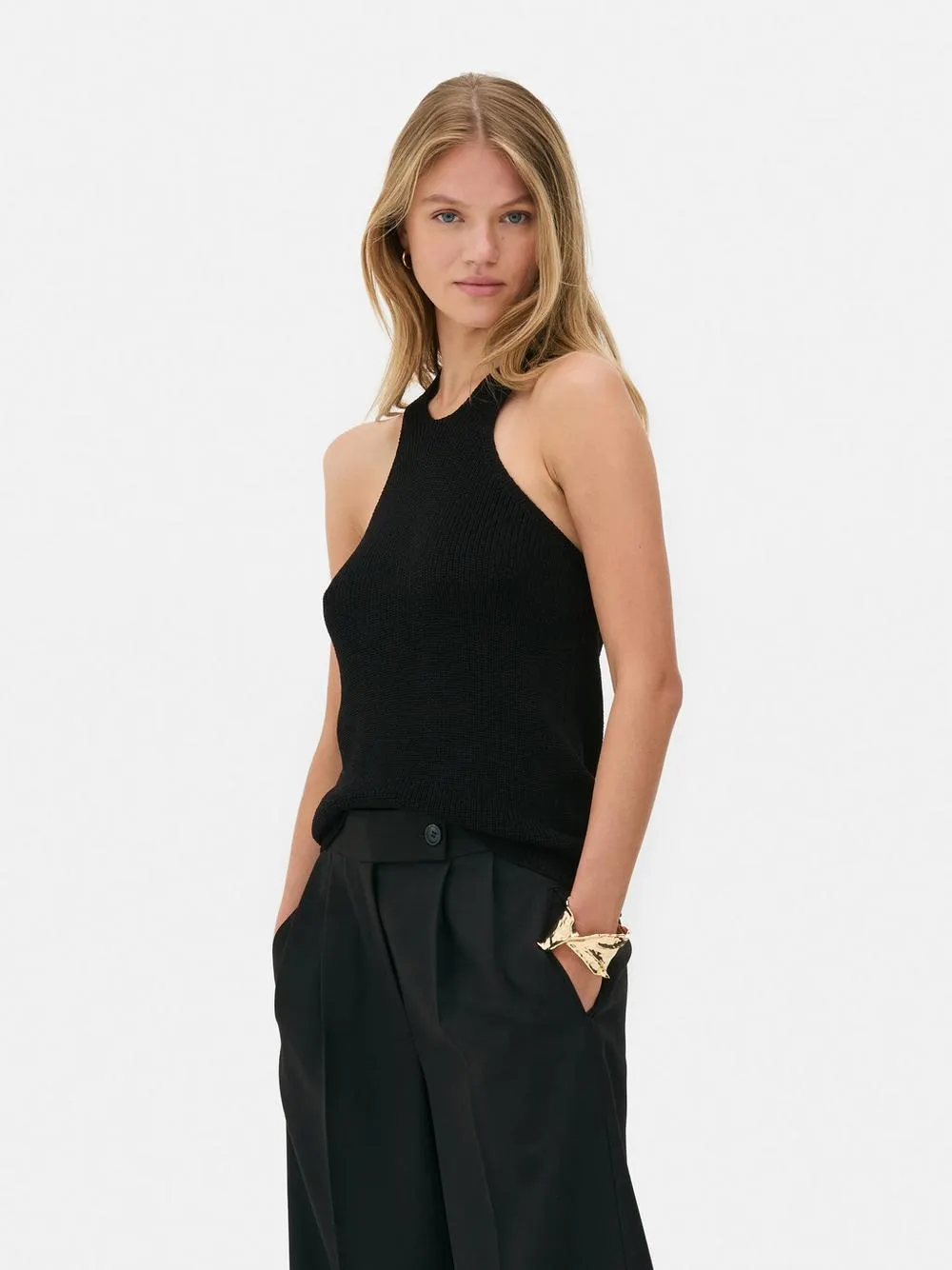 Ribbed Tie Detail Vest