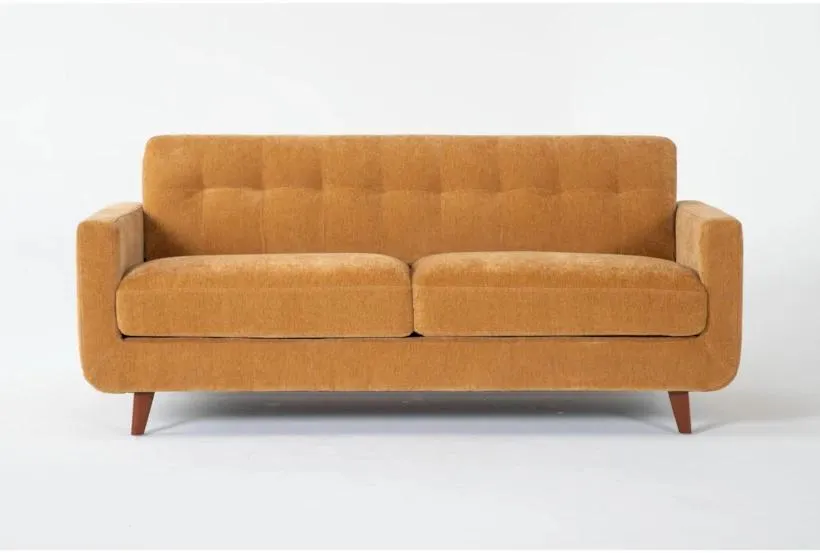 Allie Buttercup Yellow Fabric 80" Sofa | Tufted | Track Arms
