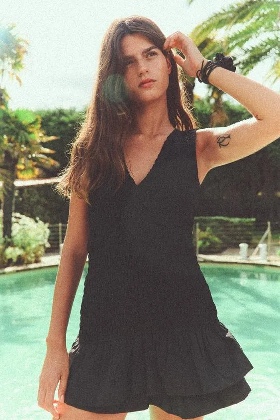 VESTIDO CORTO POPELÍN VOLANTES