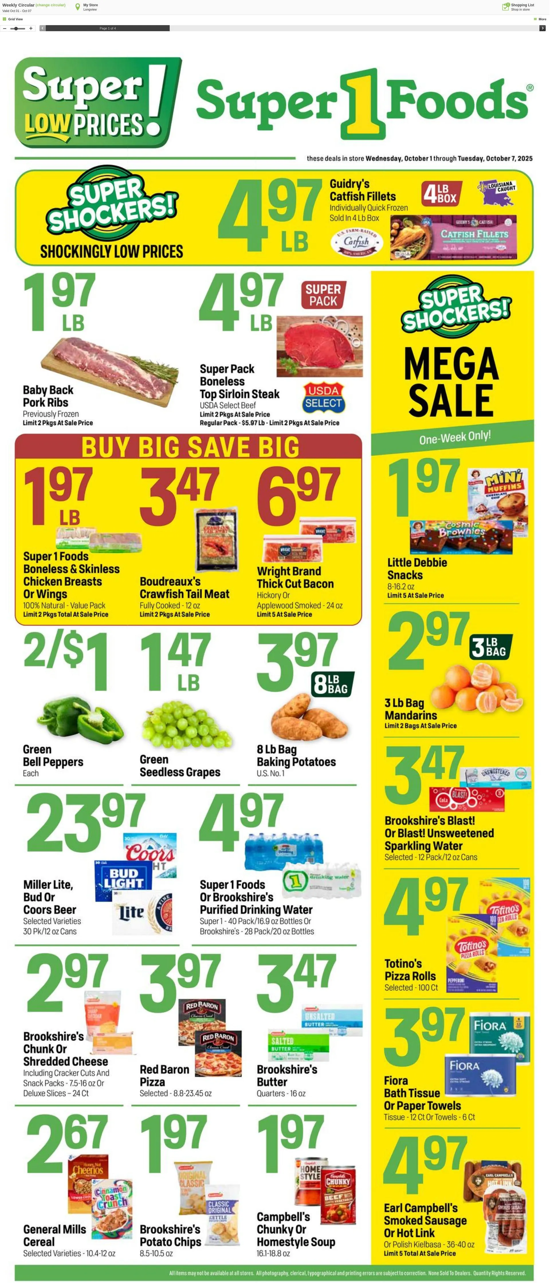 Weekly ad Super1Foods from October 1 to October 7 2025 - Page 1