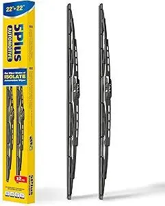 5 PLUS® 22" Wiper Blades 2 Pack Replacement for Ford F150 F250 F350 F450 F550 2023 2022 2021 2020 2019 2018 2017 2016 2015 2014 2013-2009-OEM Quality Premium All-Season Windshield Wiper Blades