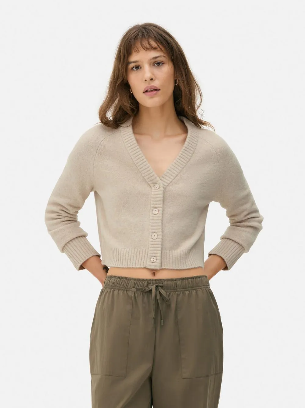 Cropped V-Neck Cardigan