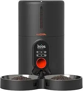 WOPET Automatic Cat Feeders 2 Cats-Timed Cat Feeder with Stainless Steel Bowl, Programmable 1-6 Meals Control, Dual Power Supply Auto Pet Feeder for Cats and Dogs
