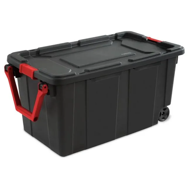 Sterilite 4-Pack Storage Bins with Lids and Wheels Large Heavy Duty Totes 40 Gallon Black