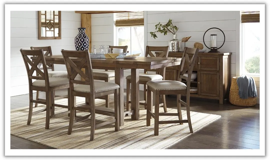 Modern Heritage Moriville Rectangular Dining Set in Brown