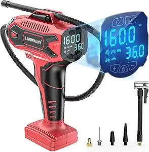 Tire Inflator Air Compressor Compatible with Milwaukee M18 Battery,160PSI Cordless Portable Electric Air Pump with Digital Pressure Gauge for Car Motorcycles Bike Sport Ball Auto(no battery)
