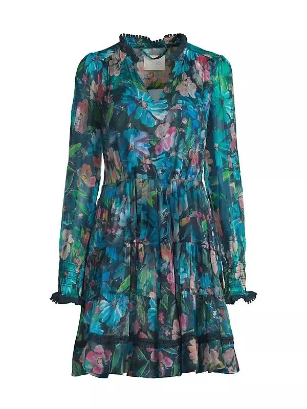 Maryah Tiered Silk Minidress