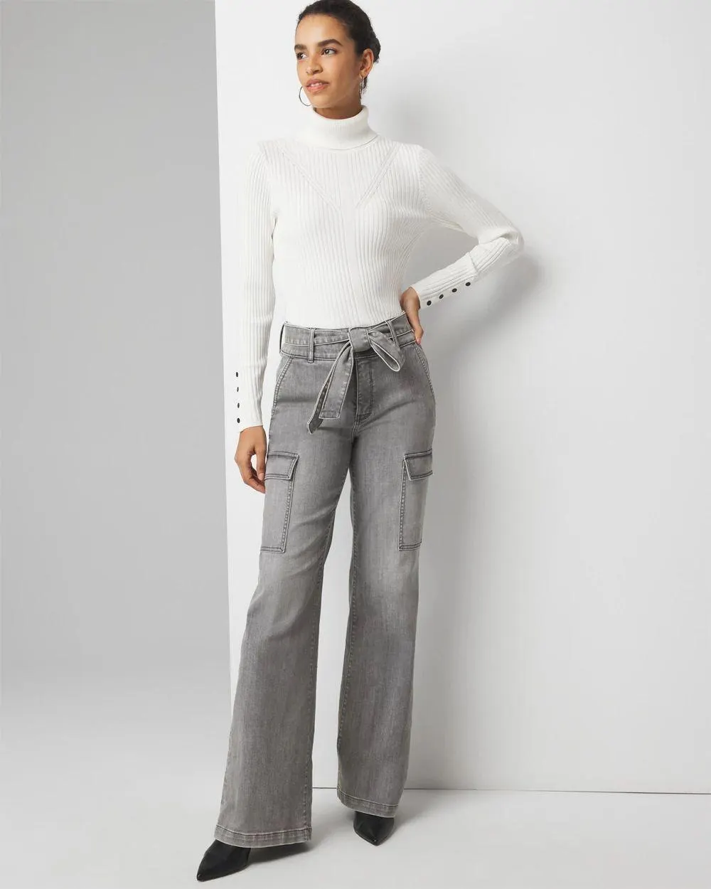 Extra High-Rise Utility Cargo Wide Leg Jeans