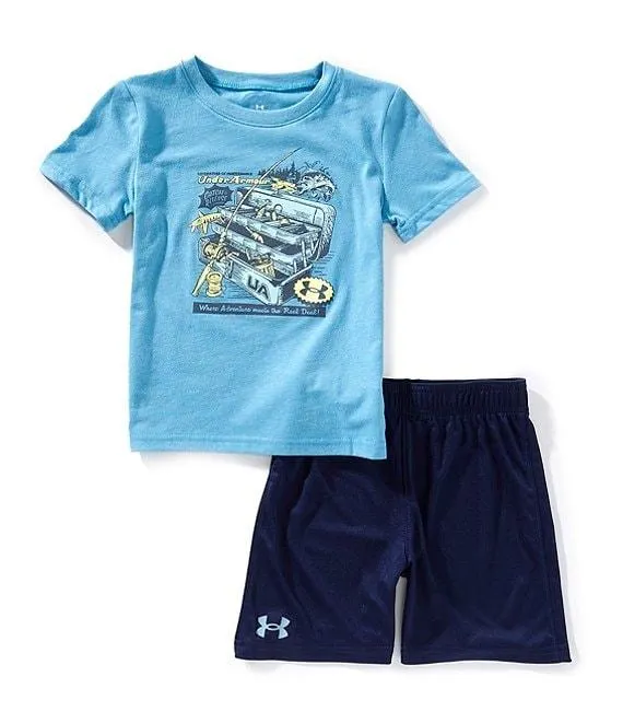 Little Boys Short Sleeve Retro Tacklebox Tee & Shorts Set