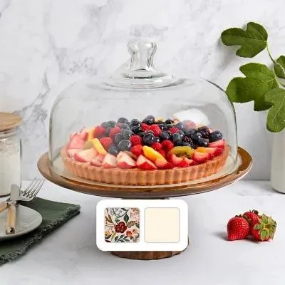 Member's Mark Mango Wood Cake Stand with Glass Dome Lid