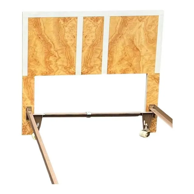 1970’s Mid Century Modern Burl Bedroom Twin Headboard