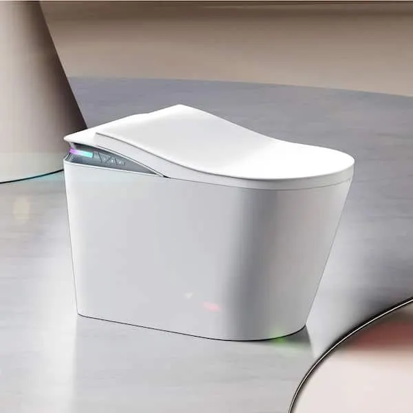 Mercury 1.2 GPF Single Flush Enlongated Smart Bidet Toilet in White With Auto Open & Close Lid Foot Sensor Seat Included