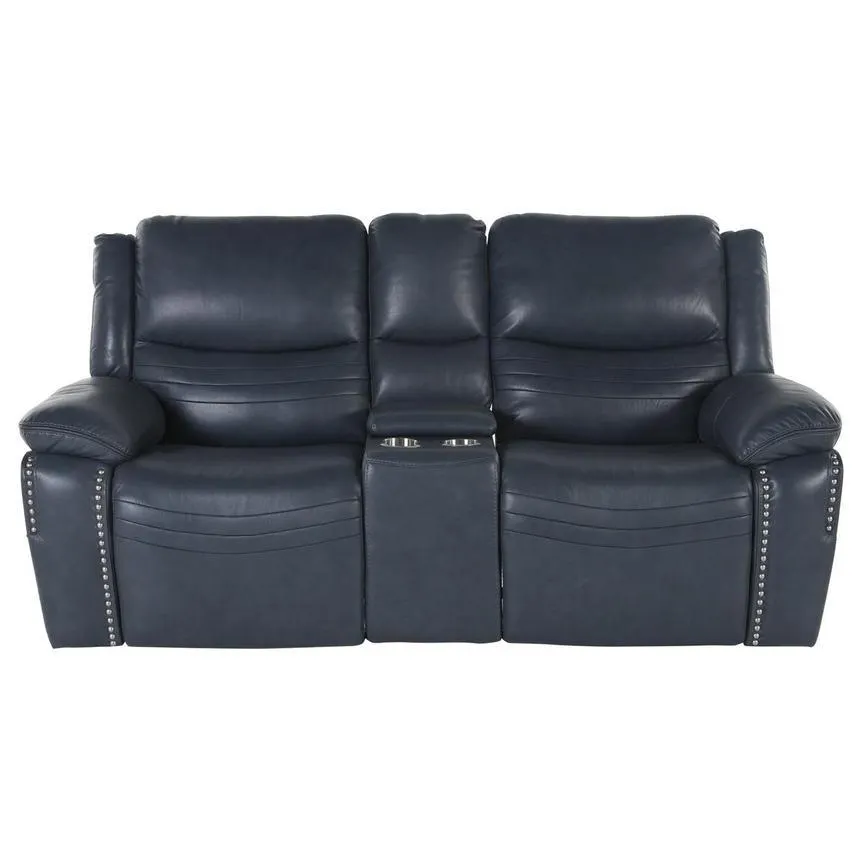 Leather Power Reclining Sofa w/Console