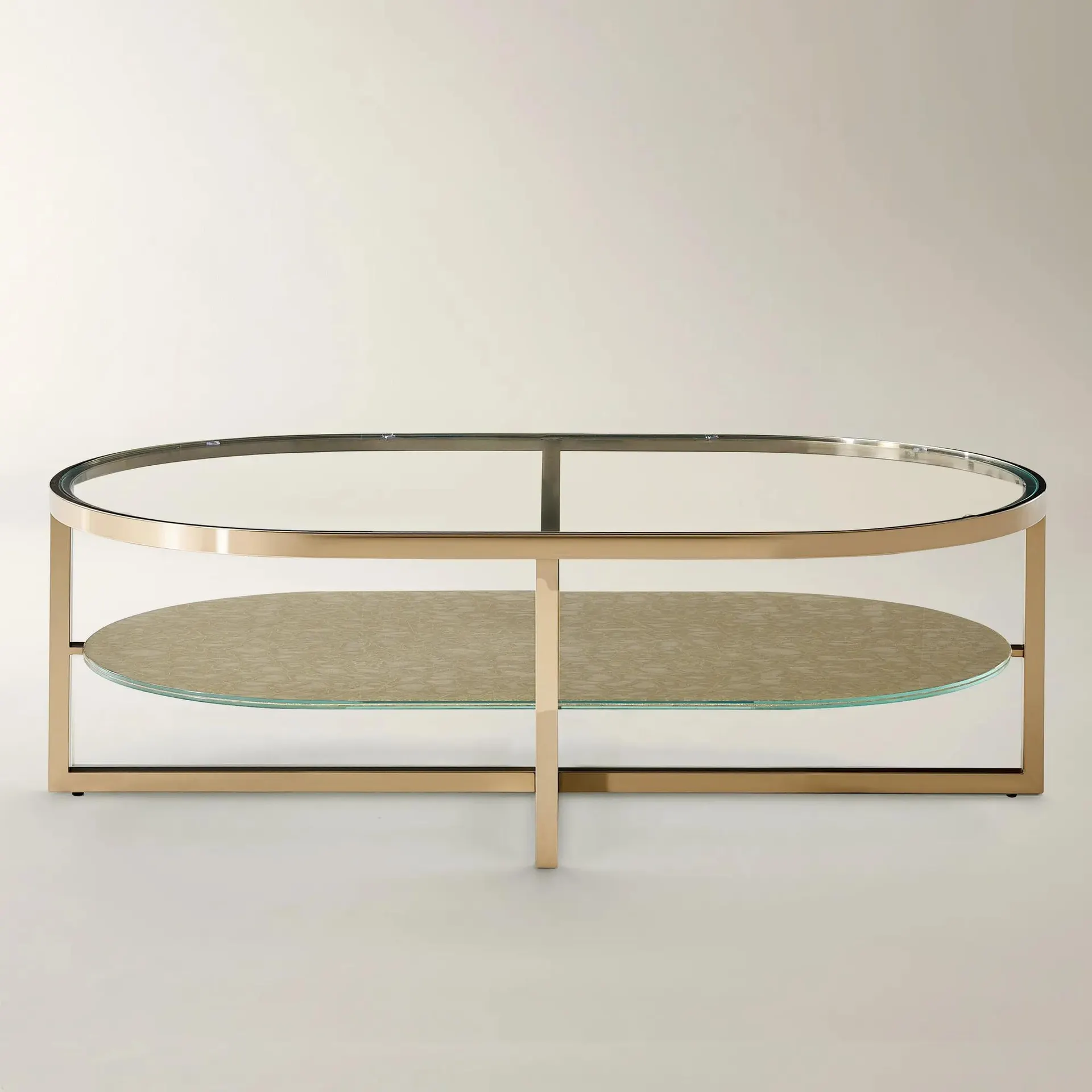 Duality Oval Coffee Table (47") - Soft Gold