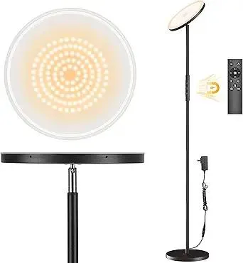 Floor Lamp for Living Room, Super Bright 30W LED Standing Lamp with Remote and Touch Control , Stepless Dimmable Brightness and Color Temperatures, 69” Tall Modern Black Floor Lamps for Bedroom Office