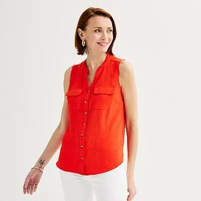 Women's Croft & Barrow® Y-Neck Tank Top