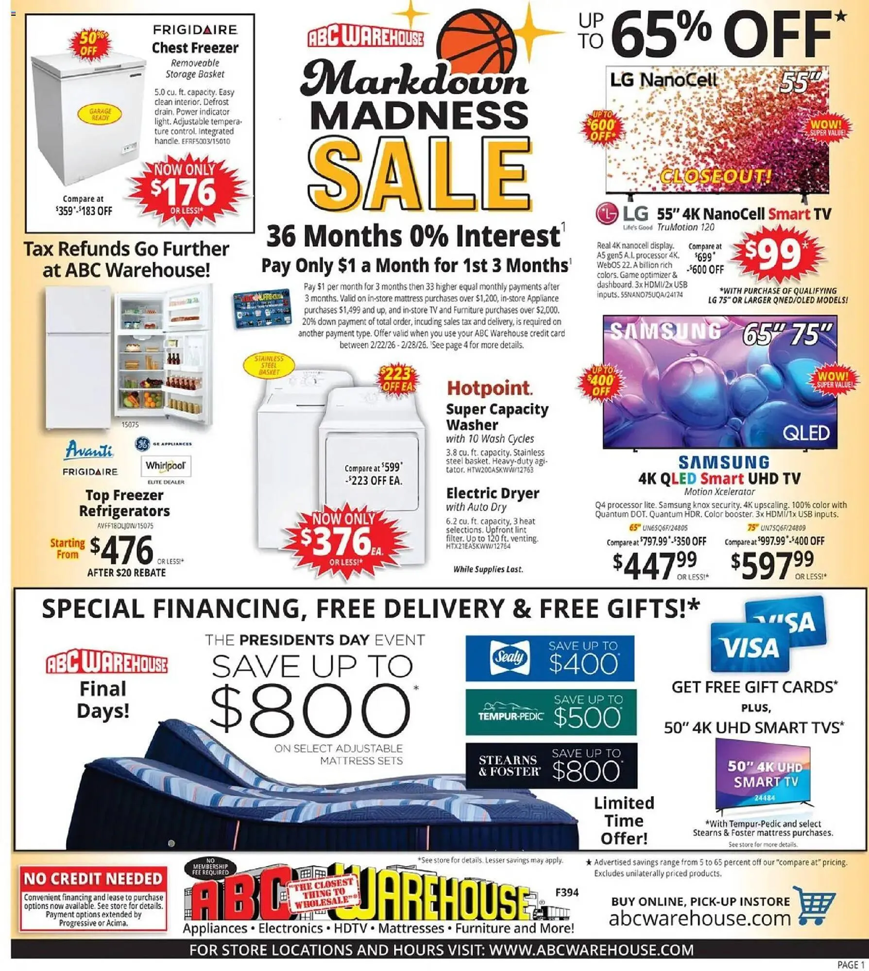 ABC Warehouse weekly ad - 1