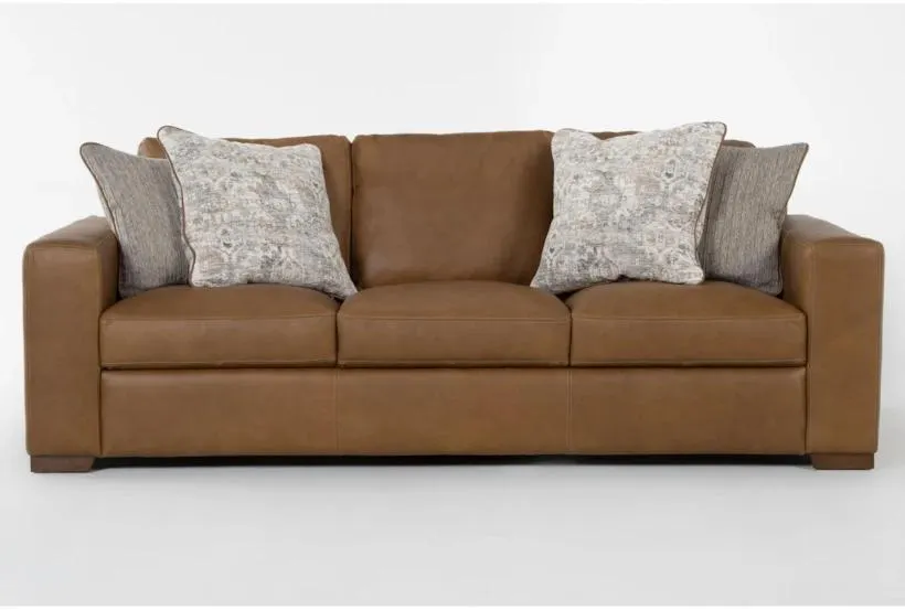 Big Sur Saddle Brown Leather 99" Sofa