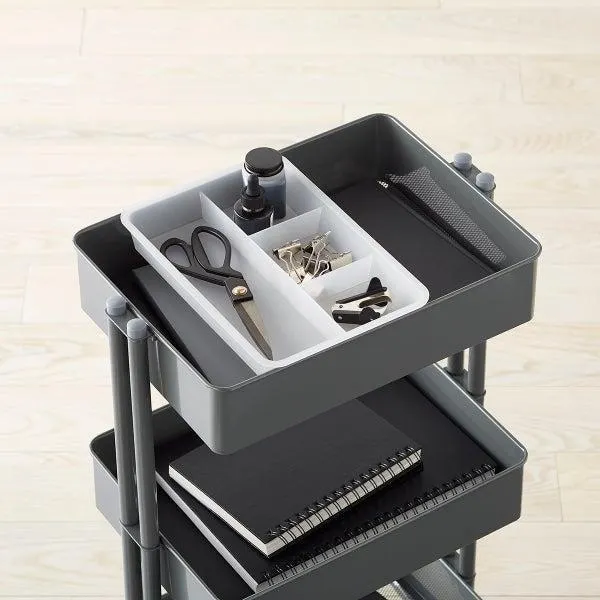 Clear 3-Tier Rolling Cart Sliding Organizer Tray