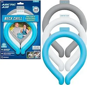 Arctic Air Neck Chill, Neck Cooling Tube, Hands Free Cooling, Quick Freeze Gel, Wearable Body Coolers for Hot Weather, Reusable, Adjustable Fit, 3 Pack