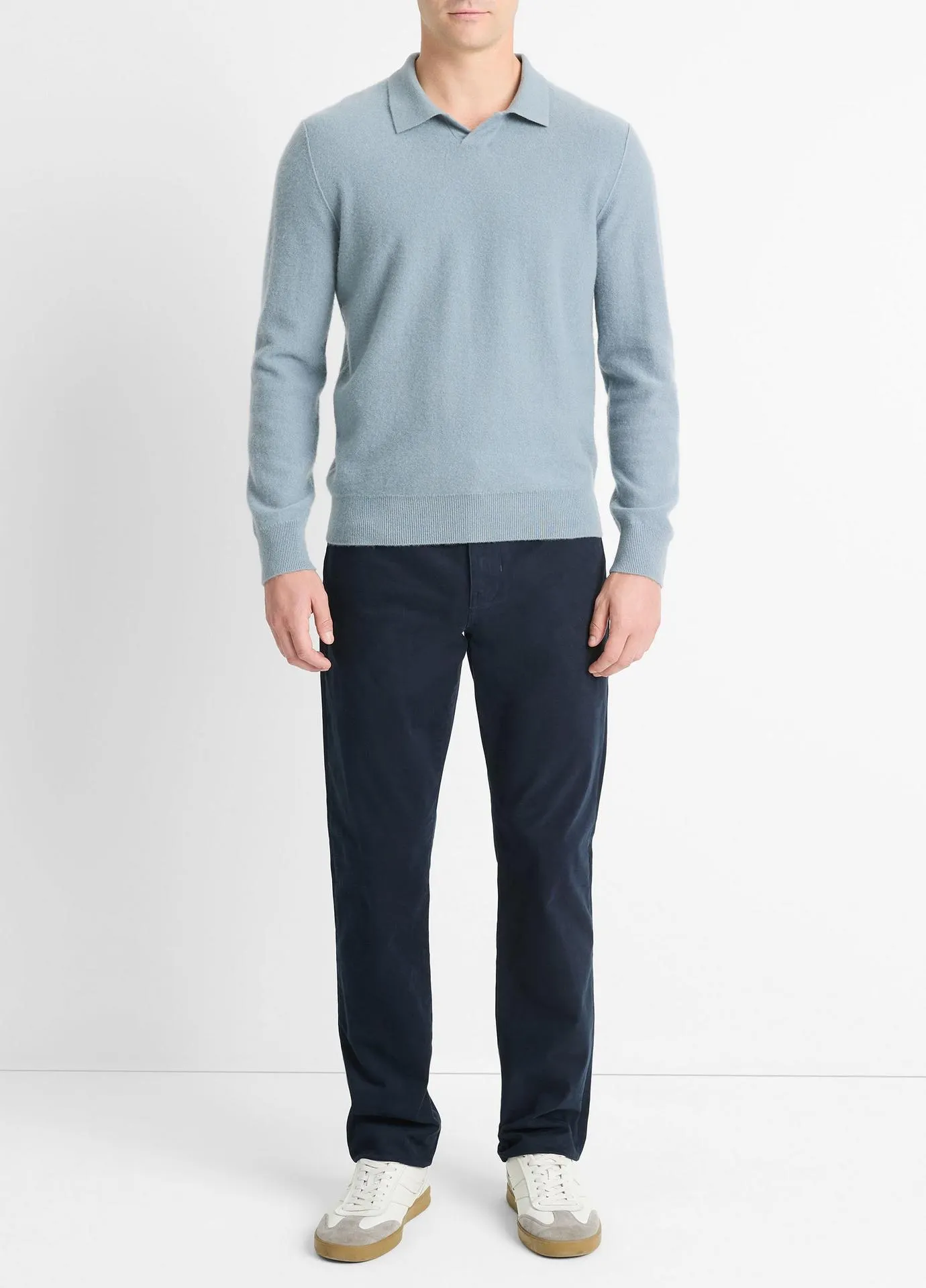 Plush Cashmere Johnny-Collar Polo