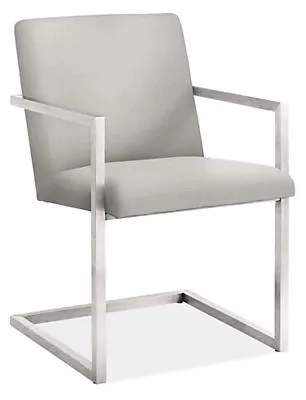 Finn Arm Chair in Mist Grey with Stainless Steel Frame