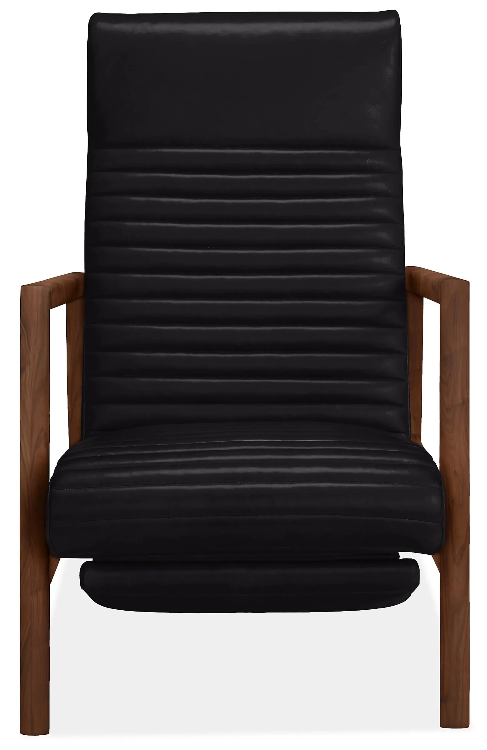 Nilsen Recliner with Walnut in Vento Black Leather