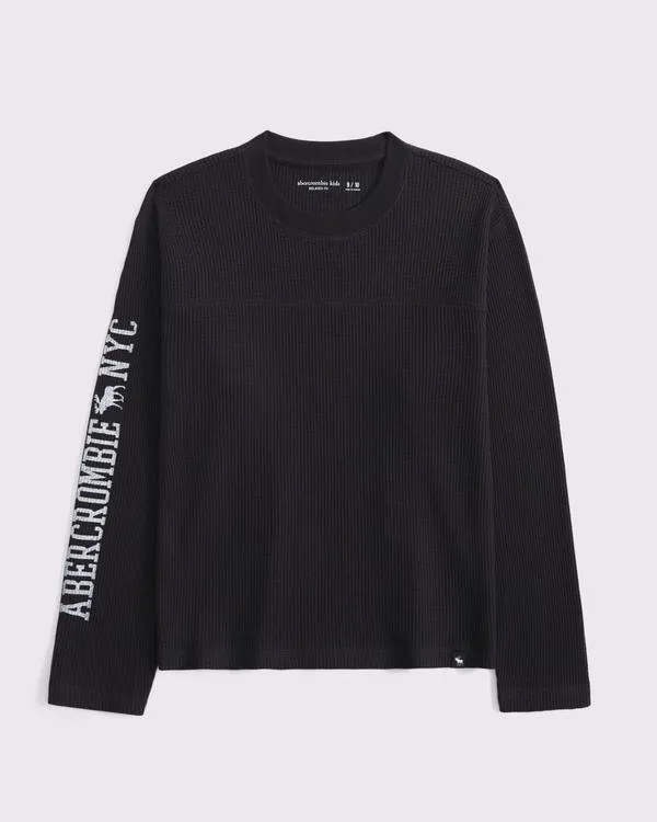 long-sleeve waffle logo tee