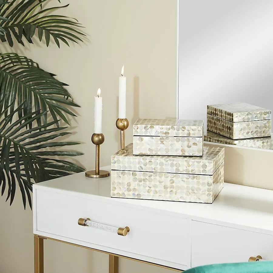 Grayson Lane 2 -Pack Off-white Shell Coastal Decorative box