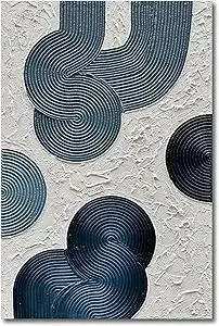 NANKAI Art Hand-painted Blue thick texture Abstract Oil painting Modern minimalist style Wall Deco art 45x30 inch large canvas wall deco art