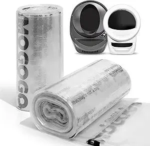 Waste Bags, Compatible with Litter Robot 4 & 3, 50 Pack Liners for Self Cleaning Litter Box, 9-11 Gallon Capacity, Pre-Separated, Transparent, Replacement Cat Litter Bags