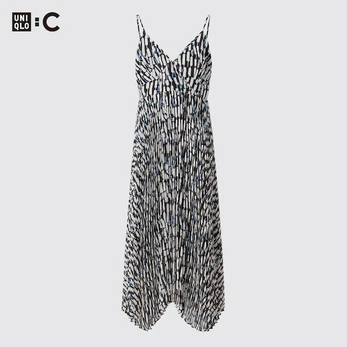Pleated Camisole Printed Dress