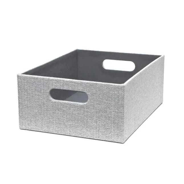 allen + roth Herringbone ( 14.25-in W x 5.5-in H x 10.69-in D ) Gray Fabric Bin