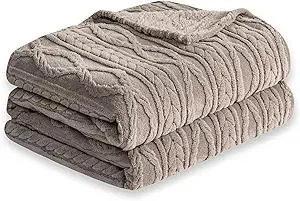 COOVA Taupe Fleece Twin Blanket for Bed - Super Soft Cozy Plush Fuzzy Blanket for Sofa,Premium Sherpa Warm Throw for Women,Couch,Chair,60x80 Inches