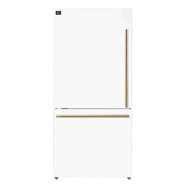 Milano 31 in. White Bottom Freezer Refrigerator with Ice Maker