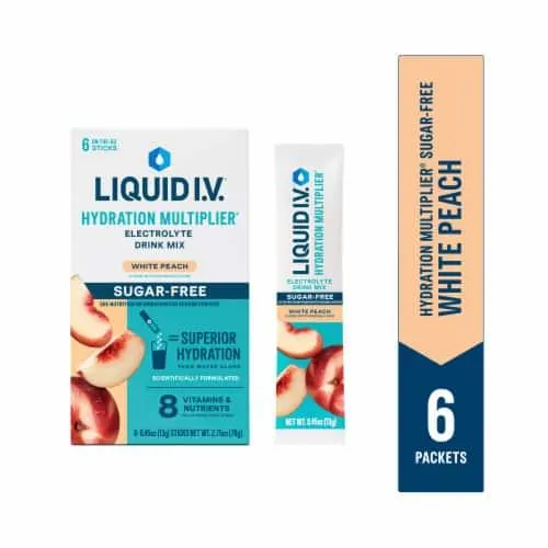 Liquid I.V.® Hydration Multiplier® Sugar-Free White Peach Electrolyte Drink Mix Packets