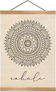 ZTGDA Boho Mandala Wall Art Exhale Inspirational Poster Minimalist Linen Canvas Hanging Print for Yoga Room, Meditation Space, or Bedroom Decor Calming Zen Home Wall Decor(Yoga)