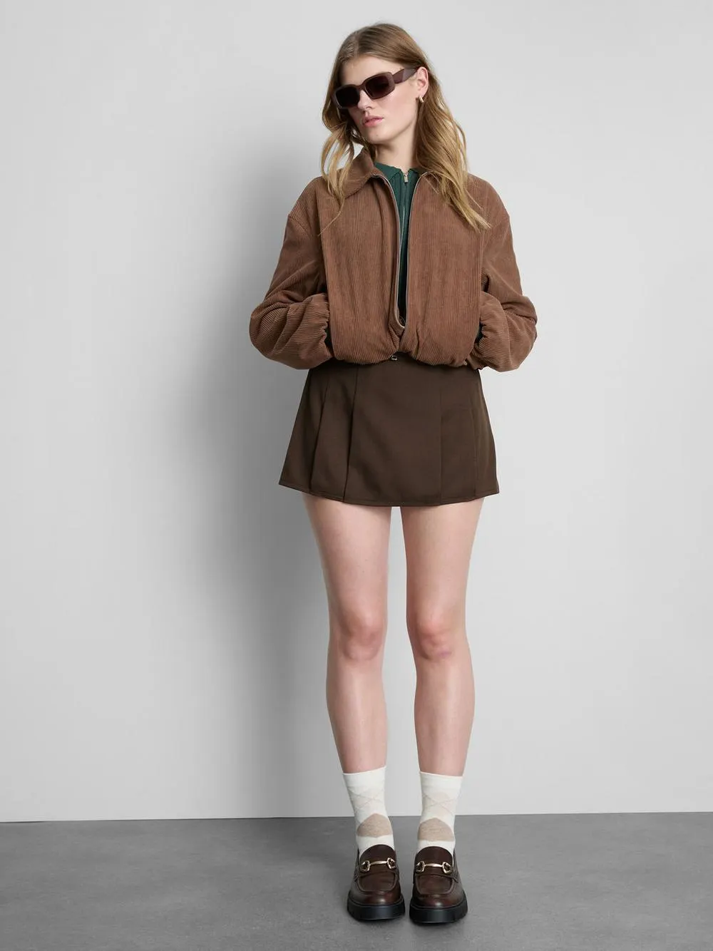 High-Waist-Skort mit Falten