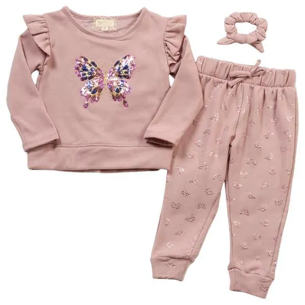 Toddler Girl BTween® 3pc. Butterfly Pullover & Pants Fleece Set