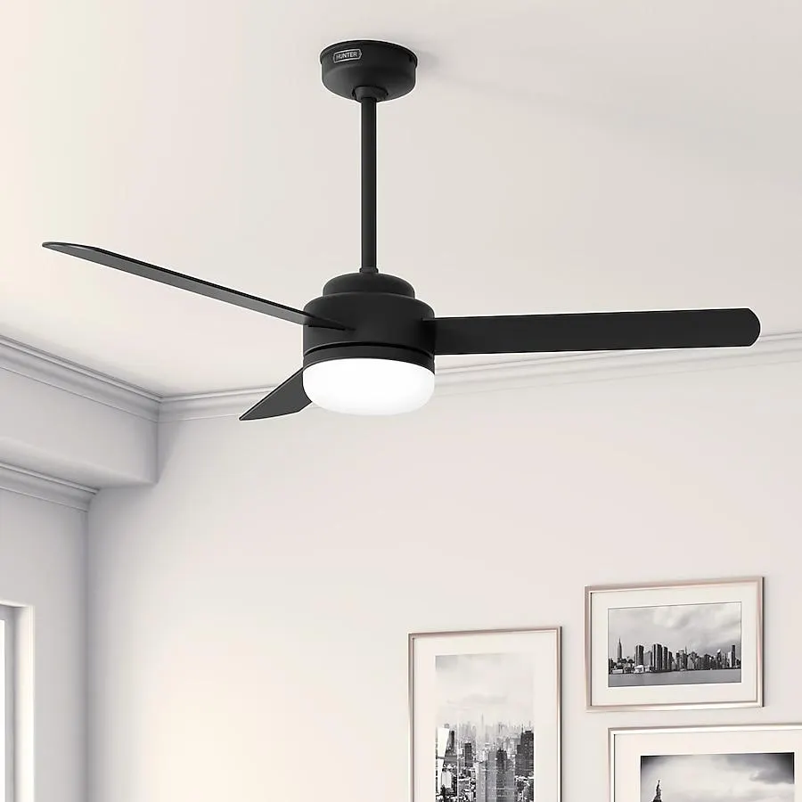 Hunter Zendo 52-in Matte Black with Matte Black Blades Propeller Ceiling Fan With Light - Remote Included ( 3 -Blade )