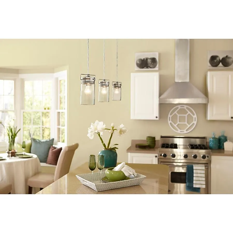 allen + roth Vallymede 1 -Light Brushed Nickel Farmhouse Clear glass Jar Mini Hanging Pendant light