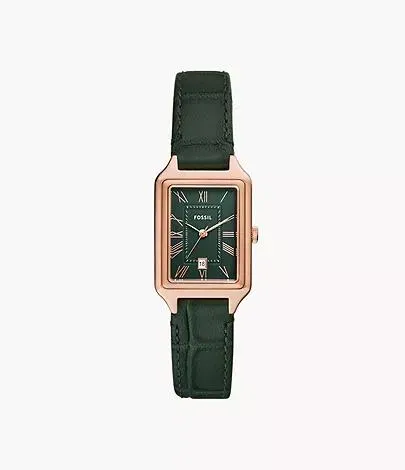 Raquel Three-Hand Date Green Croco LiteHide™ Leather Watch
