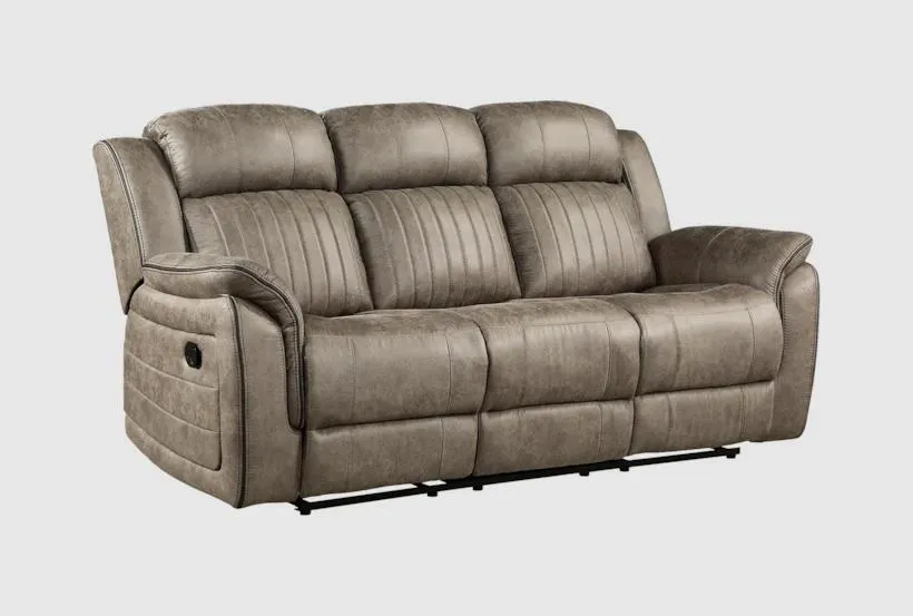 Kirby Brown Polyester 84" Microfiber Manual Reclining Sofa | Fabric