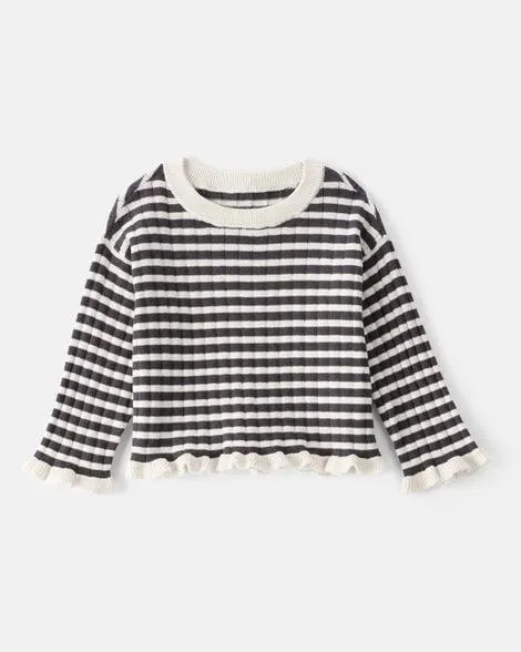 Baby Girl Striped Long-Sleeve Sweater - Ivory/Black