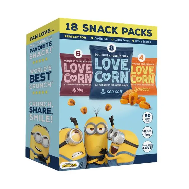 LOVE CORN Variety Pack | Sea Salt, BBQ, Cheezy | 0.7oz, 18 Bags