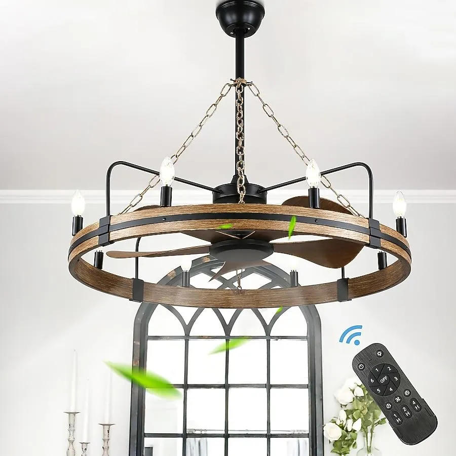 Cusp Barn 36-in Black with Black Blades Fandelier Ceiling Fan Without Light and Remote Included 5 -Blade