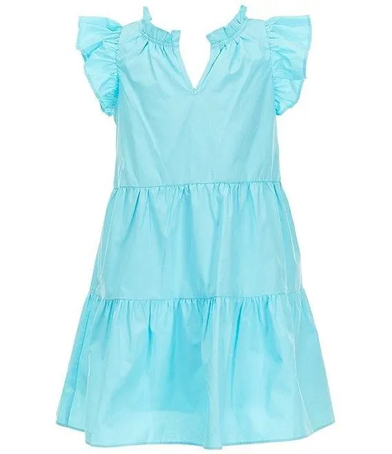 Big Girls Ruffle Cap Sleeve A-Line Tiered Dress