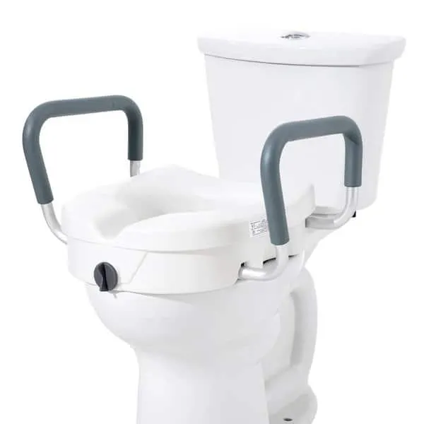 Raised Toilet Seat Round Shape 5 in. Height, 350 lbs. Capacity Adjustable Width Toilet Seat in White