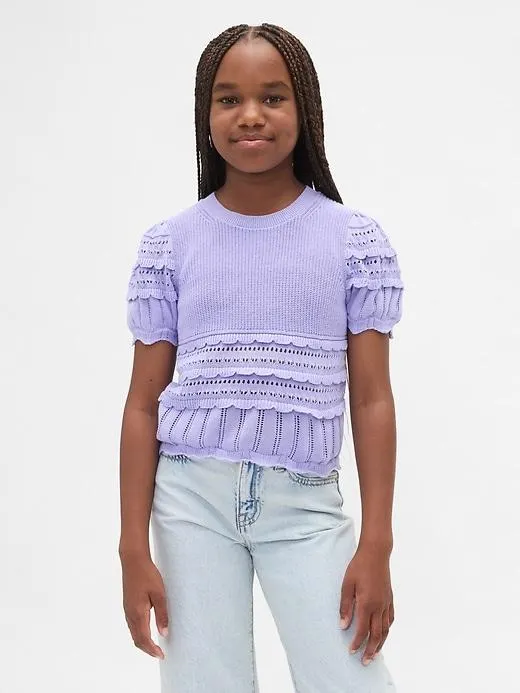 Kids Scalloped Mixed-Stitch Sweater